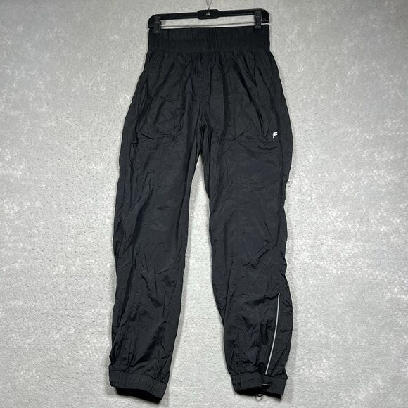 Fabletics Pants Windbreaker Womens Size Small Black Tapered Fit Nylon Pockets - Picture 1 of 14